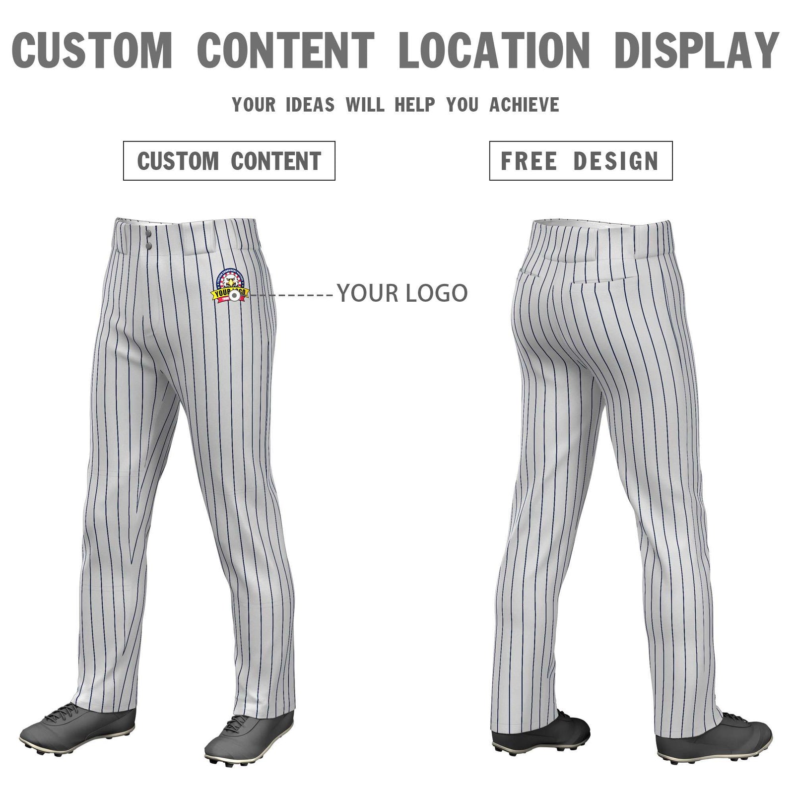 Custom Gray Black Pinstripe Fit Stretch Practice Pull  Up Baseball Pants