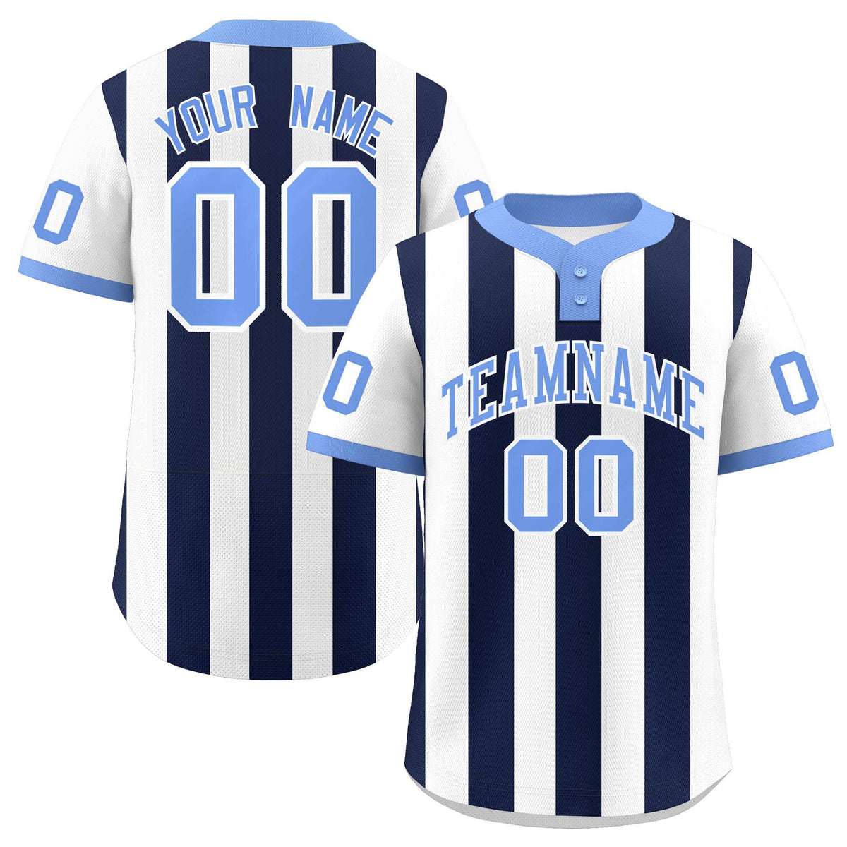 Custom White Navy Stripe Fashion Authentic Two-Button Softball Jersey