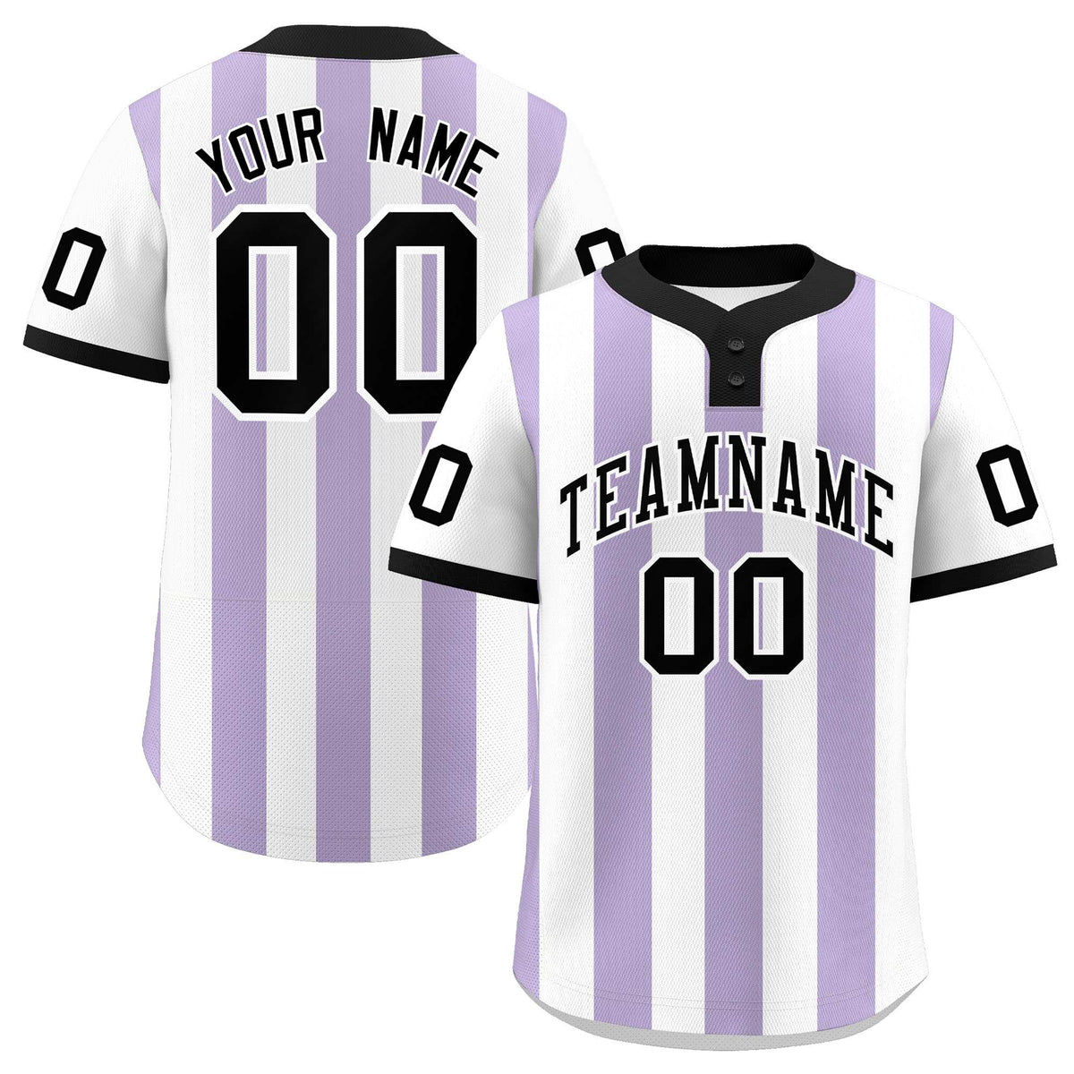 Custom White Light Purple Stripe Fashion Authentic Two-Button Softball Jersey