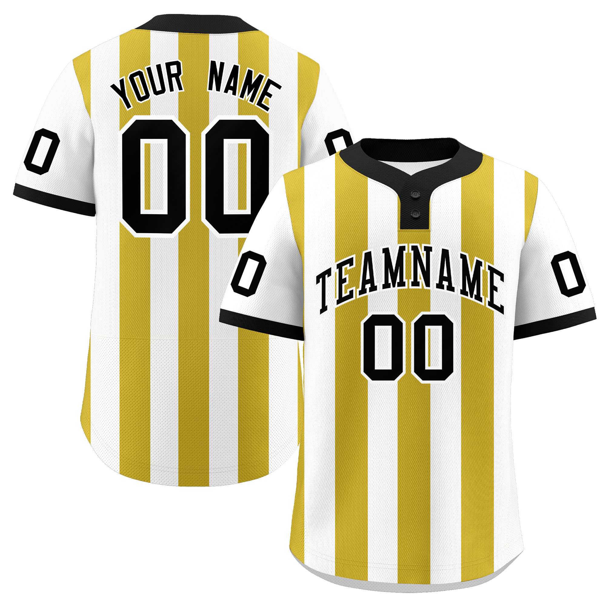 Custom White Old Gold Stripe Fashion Authentic Two-Button Softball Jersey