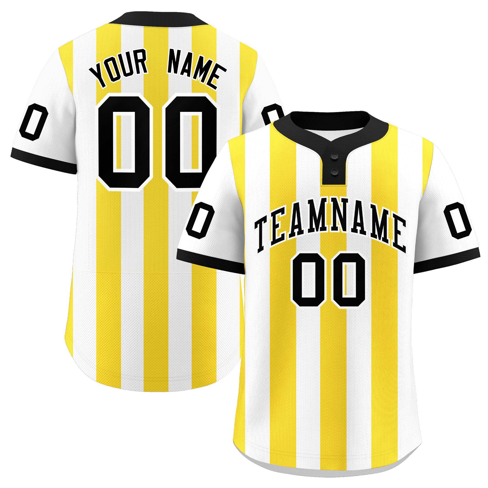 Custom White Gold Stripe Fashion Authentic Two-Button Softball Jersey