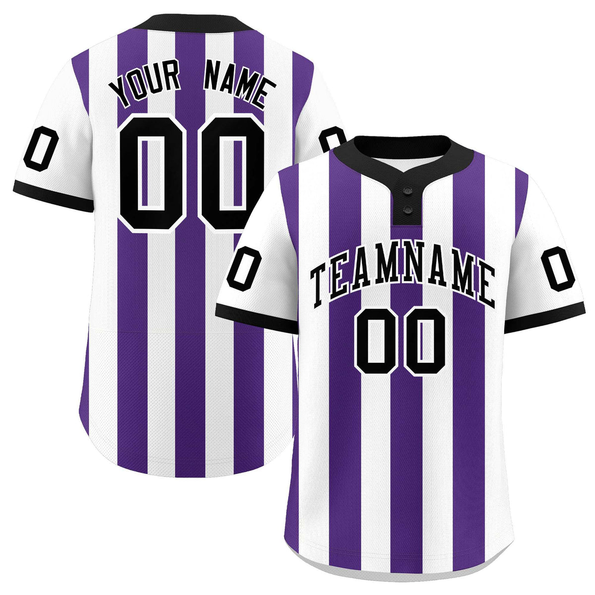 Custom White Purple Stripe Fashion Authentic Two-Button Softball Jersey
