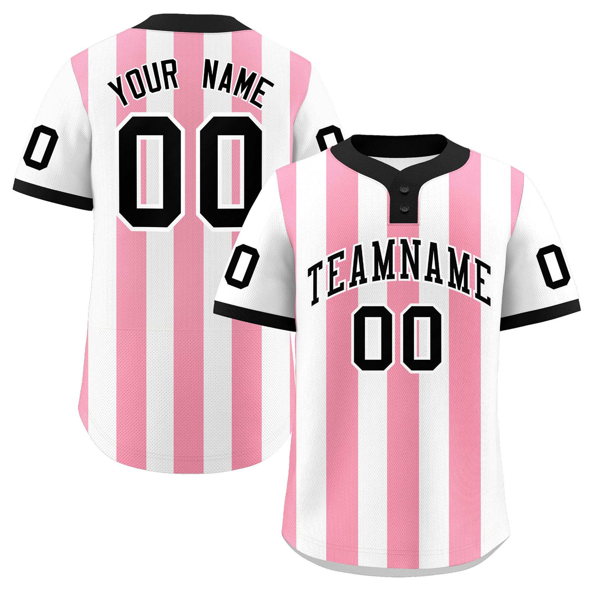Custom White Light Pink Stripe Fashion Authentic Two-Button Softball Jersey