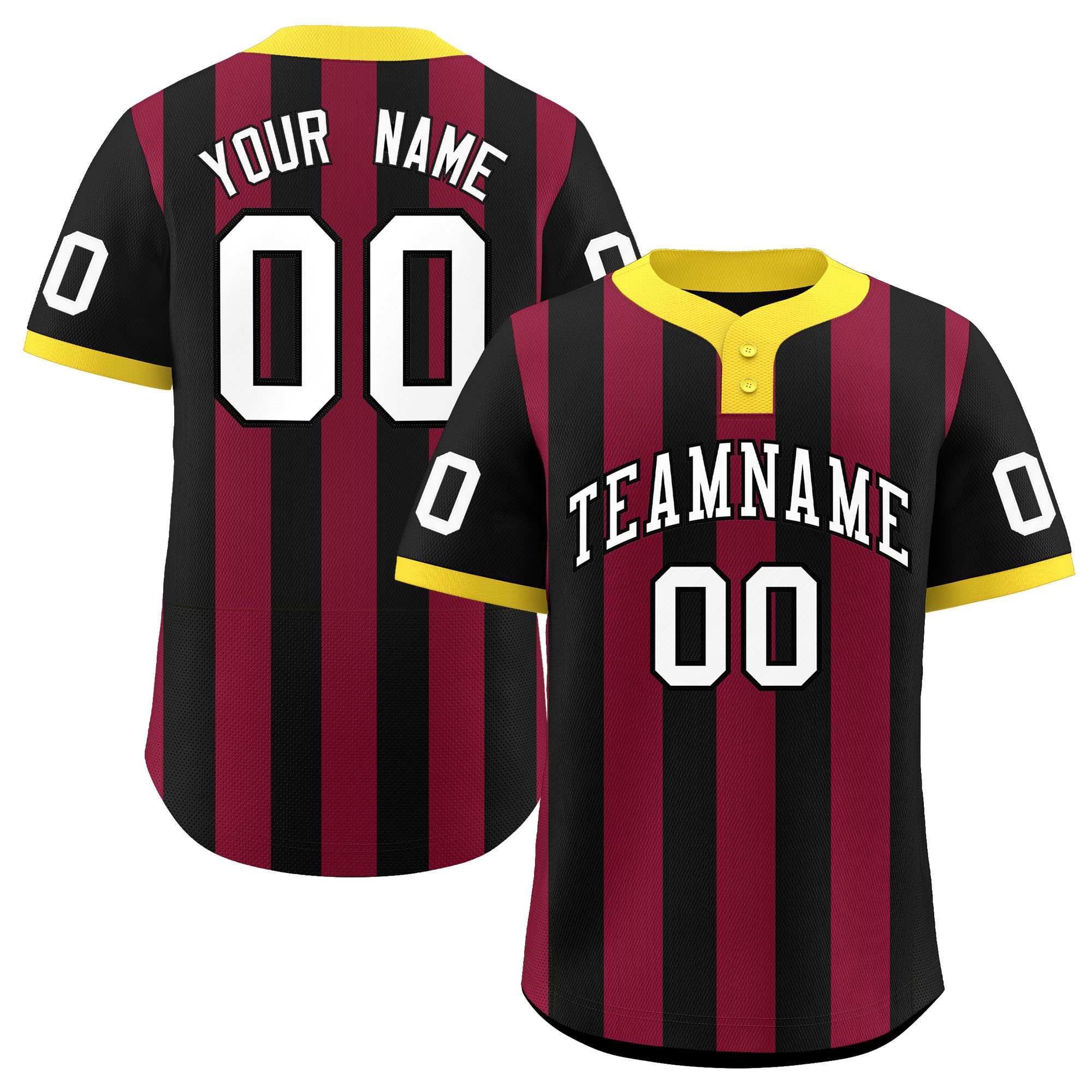 Custom Black Crimson Stripe Fashion Authentic Two-Button Softball Jersey