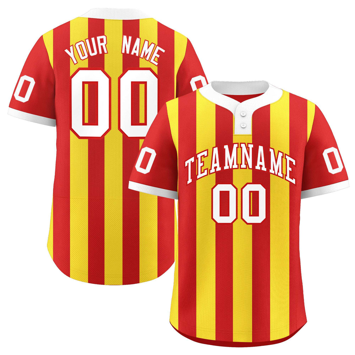 Custom Red Gold Stripe Fashion Authentic Two-Button Softball Jersey
