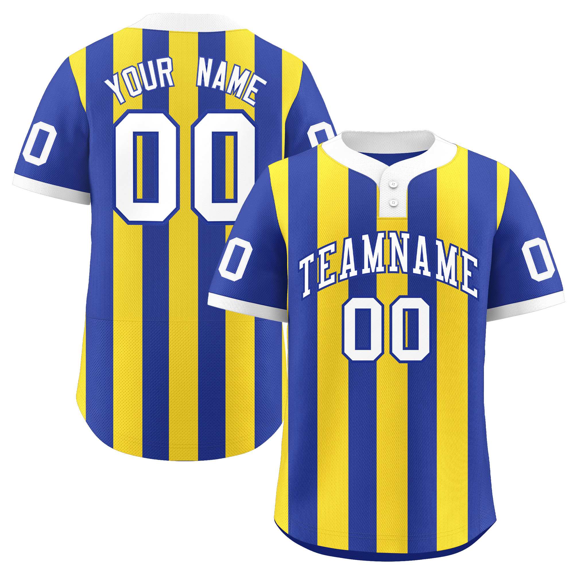 Custom Royal Gold Stripe Fashion Authentic Two-Button Softball Jersey