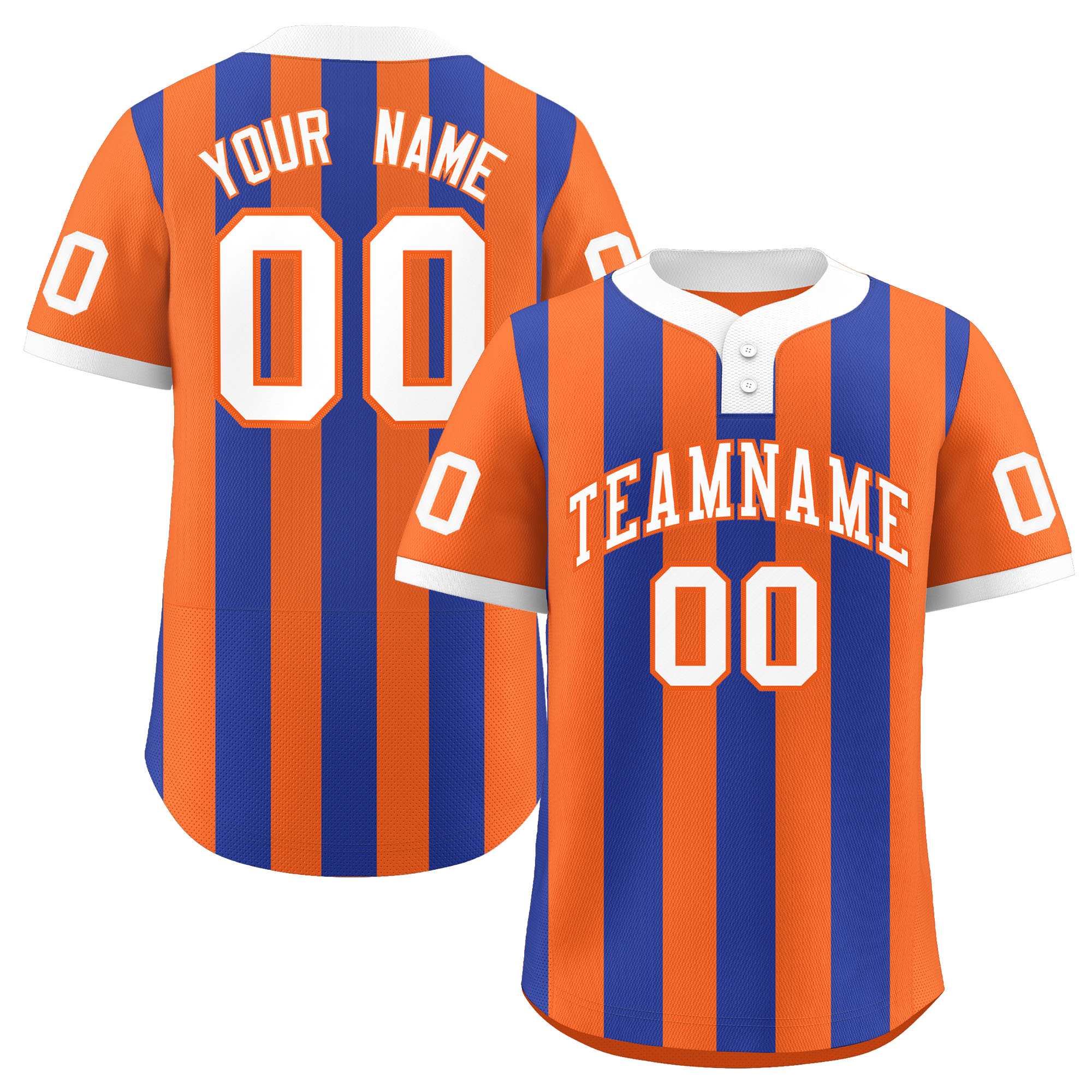 Custom Orange Royal Stripe Fashion Authentic Two-Button Softball Jersey