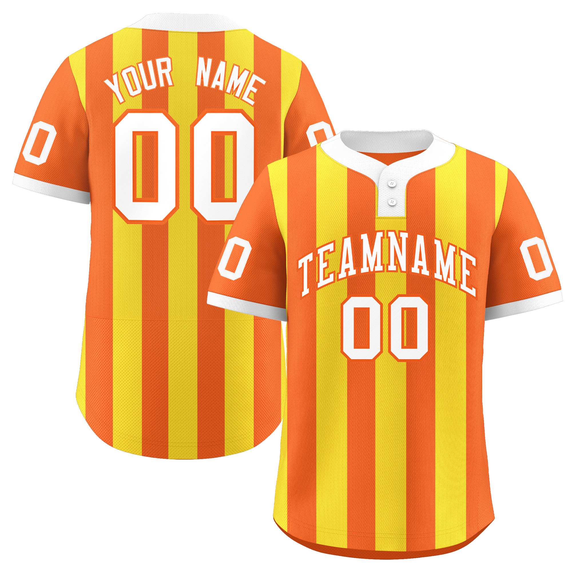 Custom Orange Gold Stripe Fashion Authentic Two-Button Softball Jersey