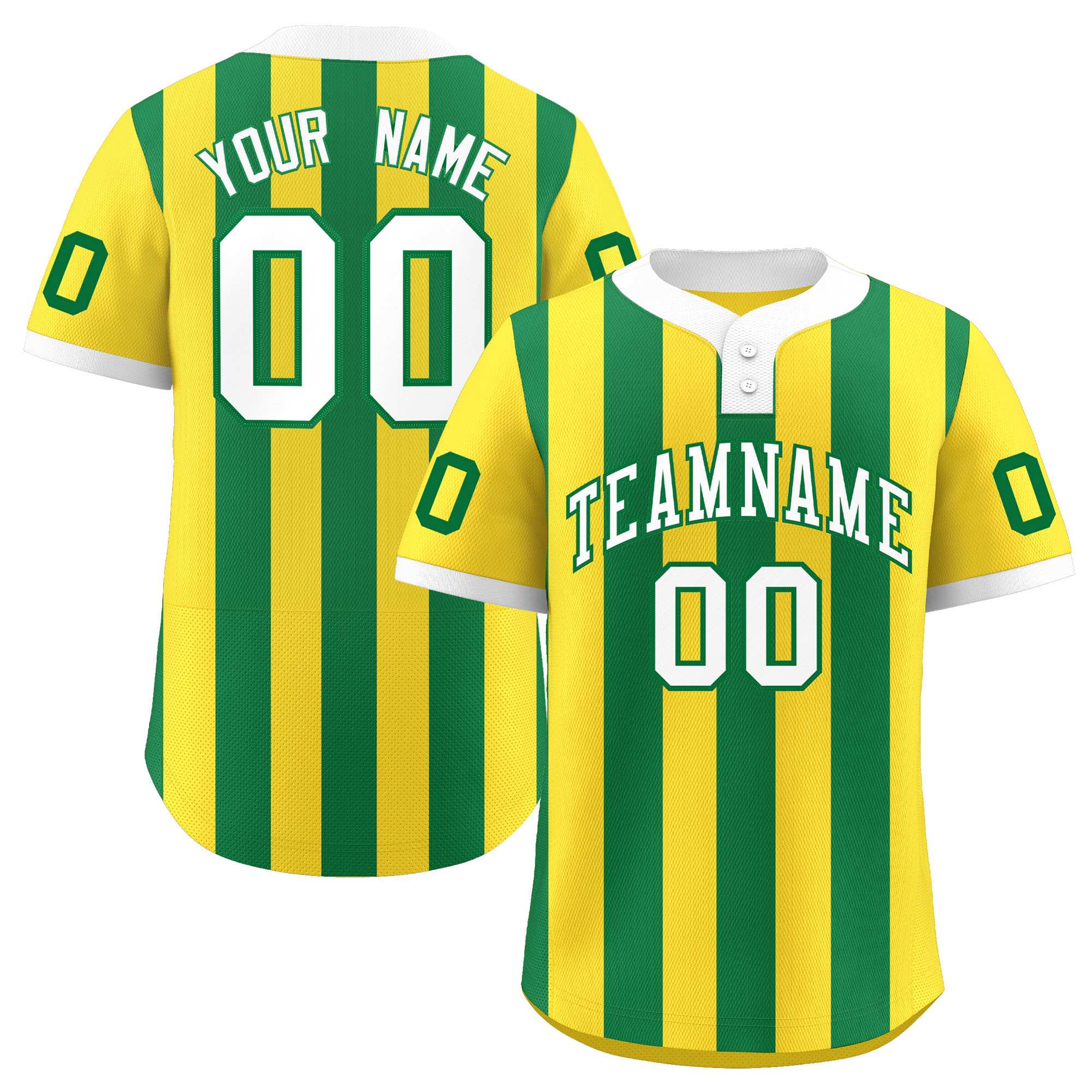 Custom Gold Kelly Green Stripe Fashion Authentic Two-Button Softball Jersey