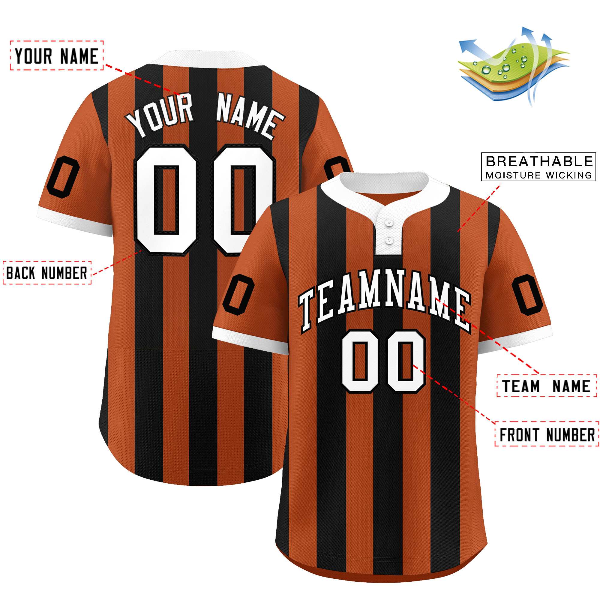 Custom Khaki Black Stripe Fashion Authentic Two-Button Softball Jersey