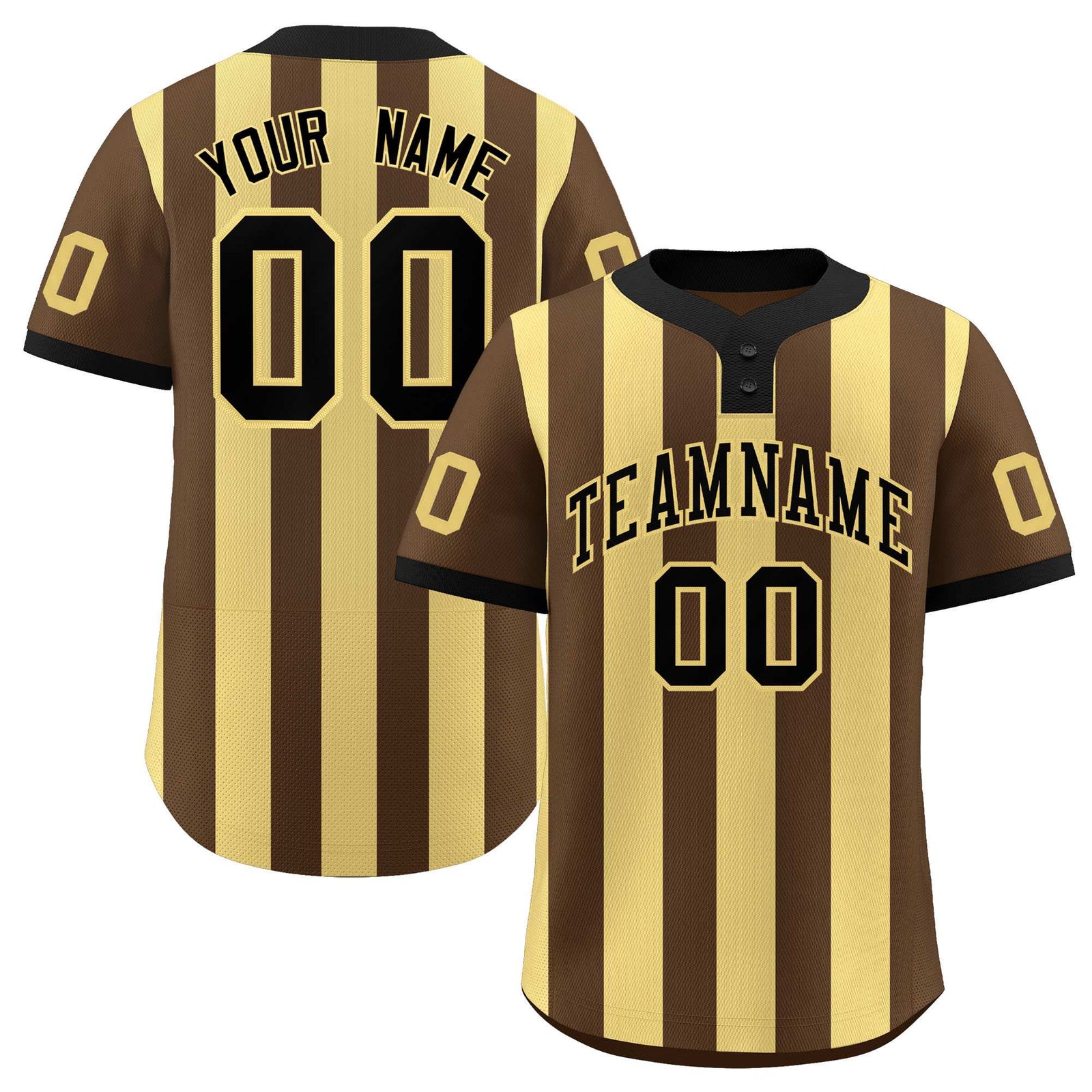 Custom Brown Khaki Stripe Fashion Authentic Two-Button Softball Jersey