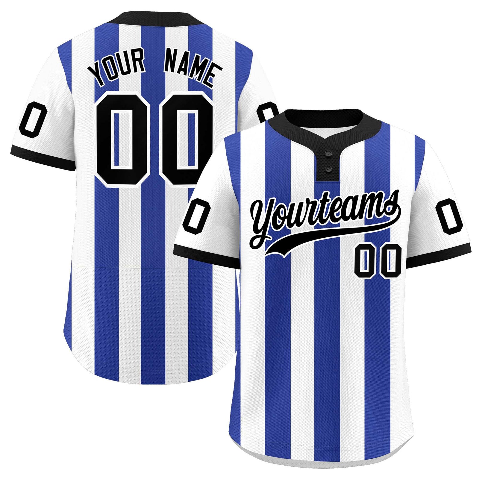 Custom White Royal Stripe Fashion Authentic Two-Button Softball Jersey