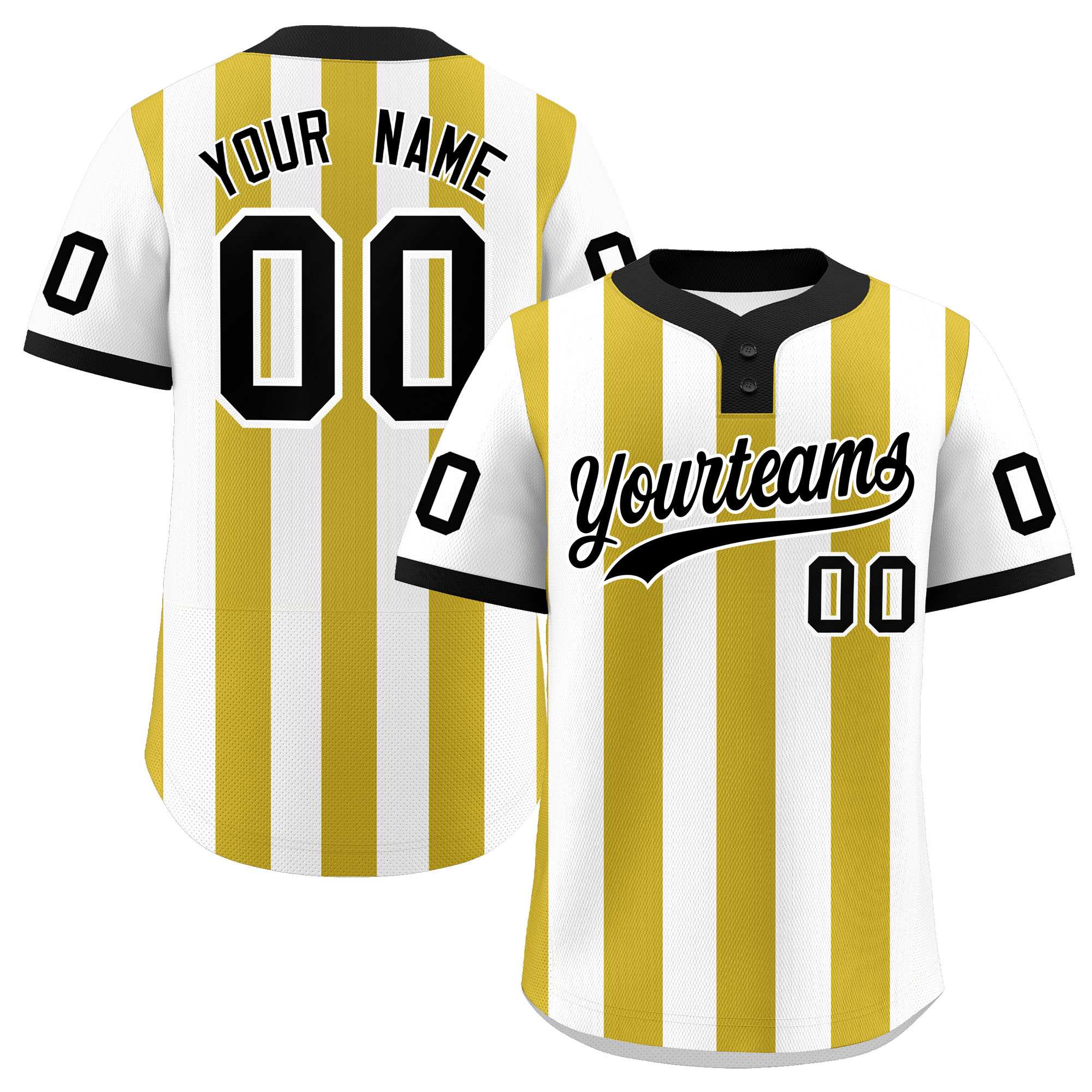 Custom White Old Gold Stripe Fashion Authentic Two-Button Softball Jersey