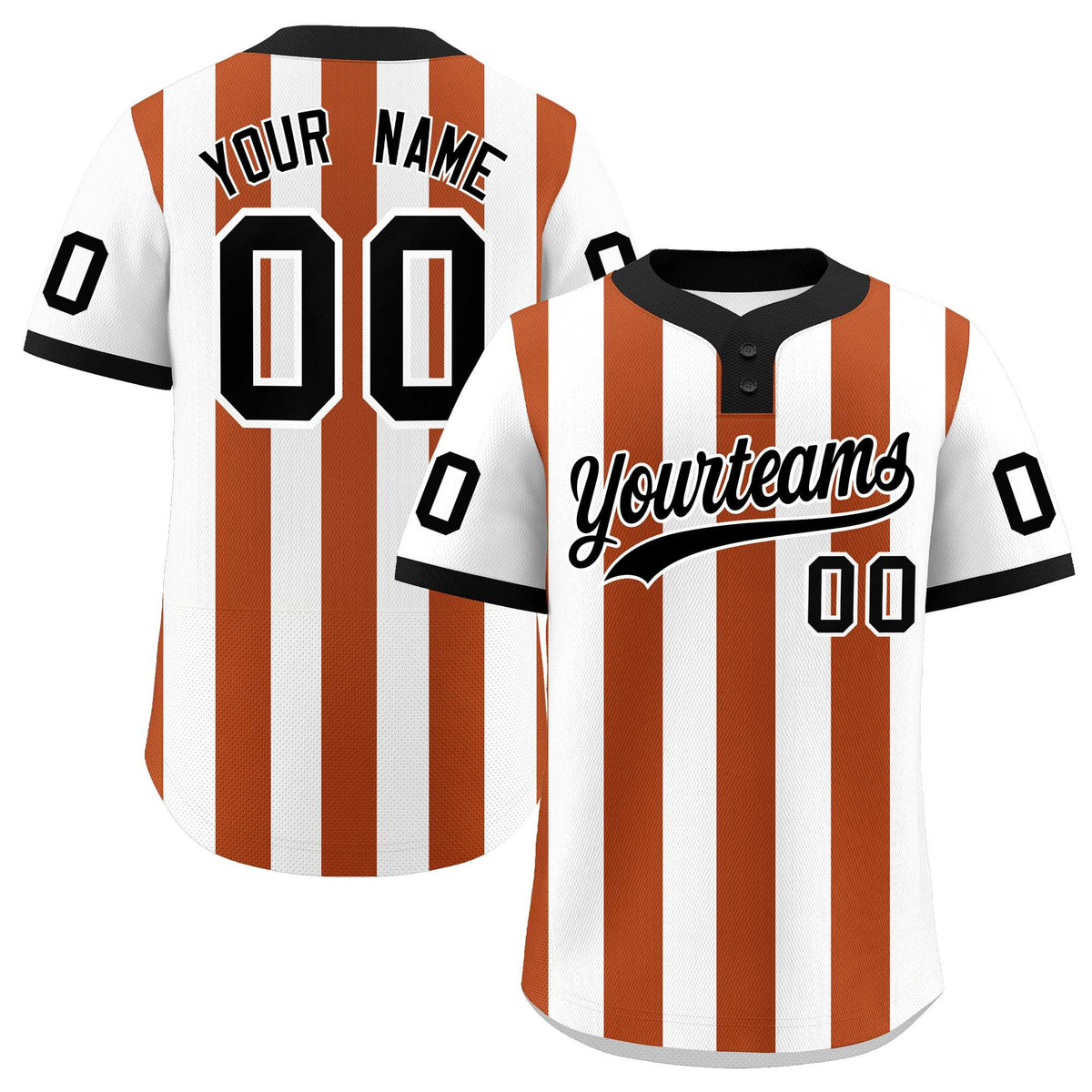 Custom White Texas Orange Stripe Fashion Authentic Two-Button Softball Jersey