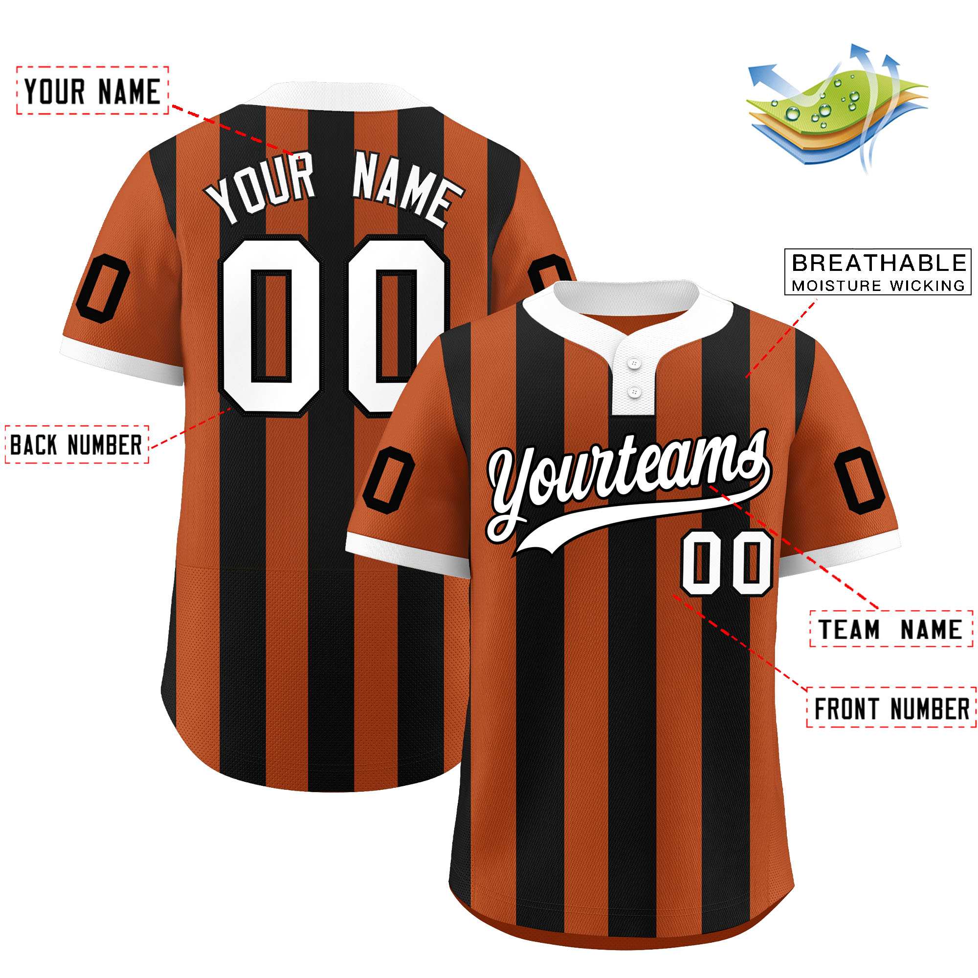 Custom Khaki Black Stripe Fashion Authentic Two-Button Softball Jersey