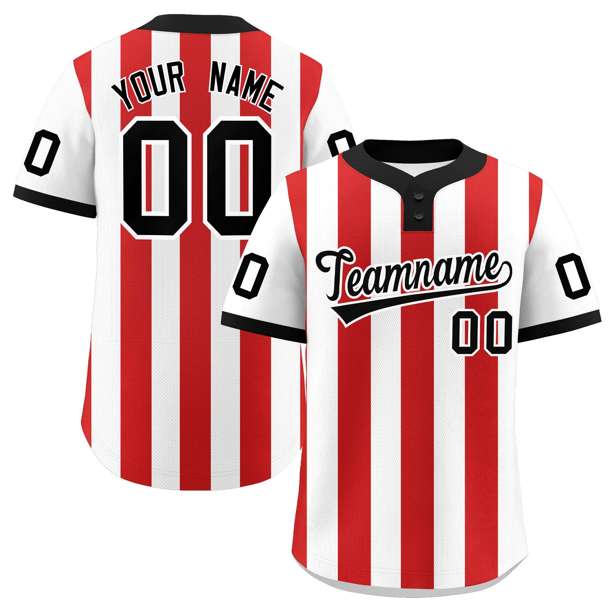 Custom White Red Stripe Fashion Authentic Two-Button Softball Jersey