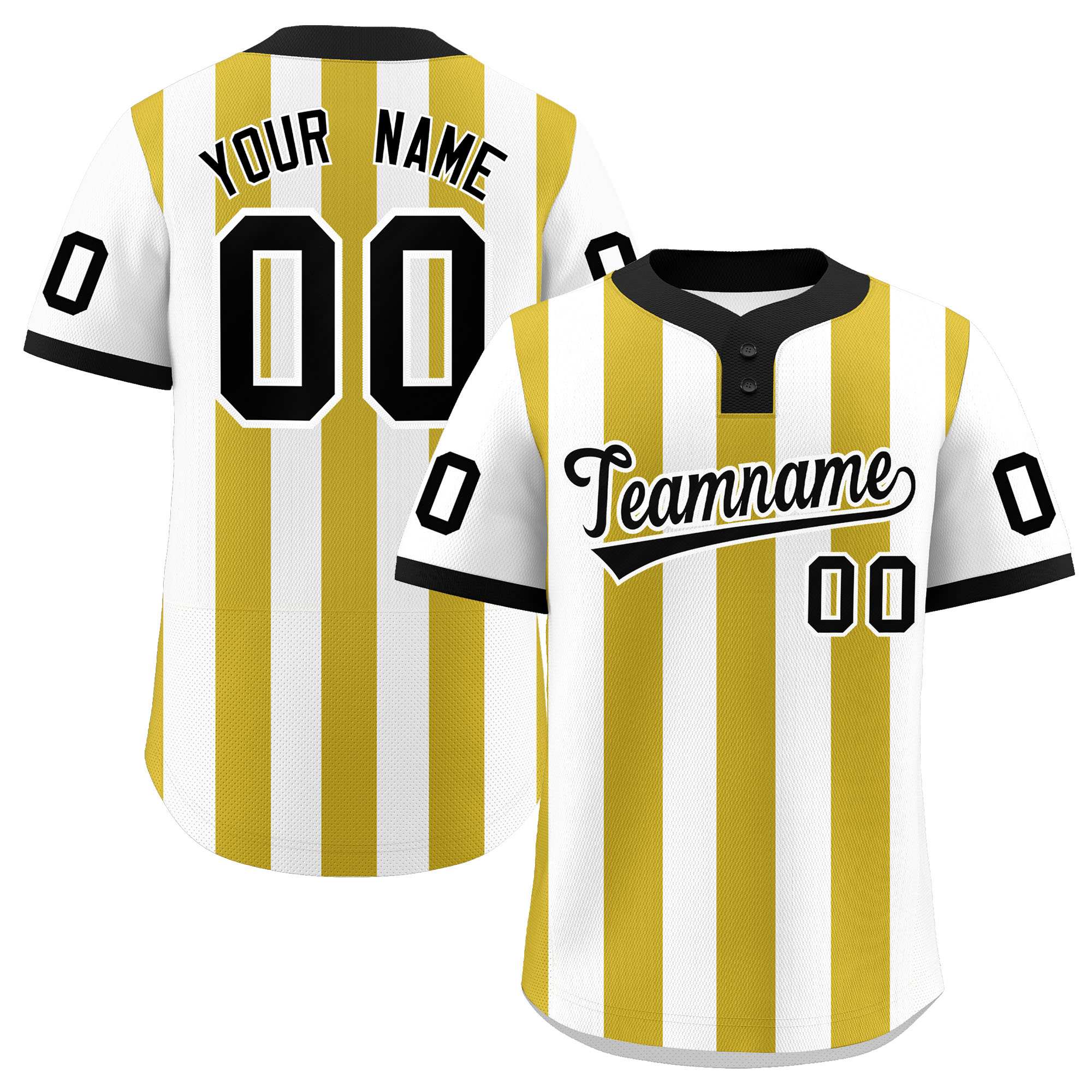 Custom White Old Gold Stripe Fashion Authentic Two-Button Softball Jersey