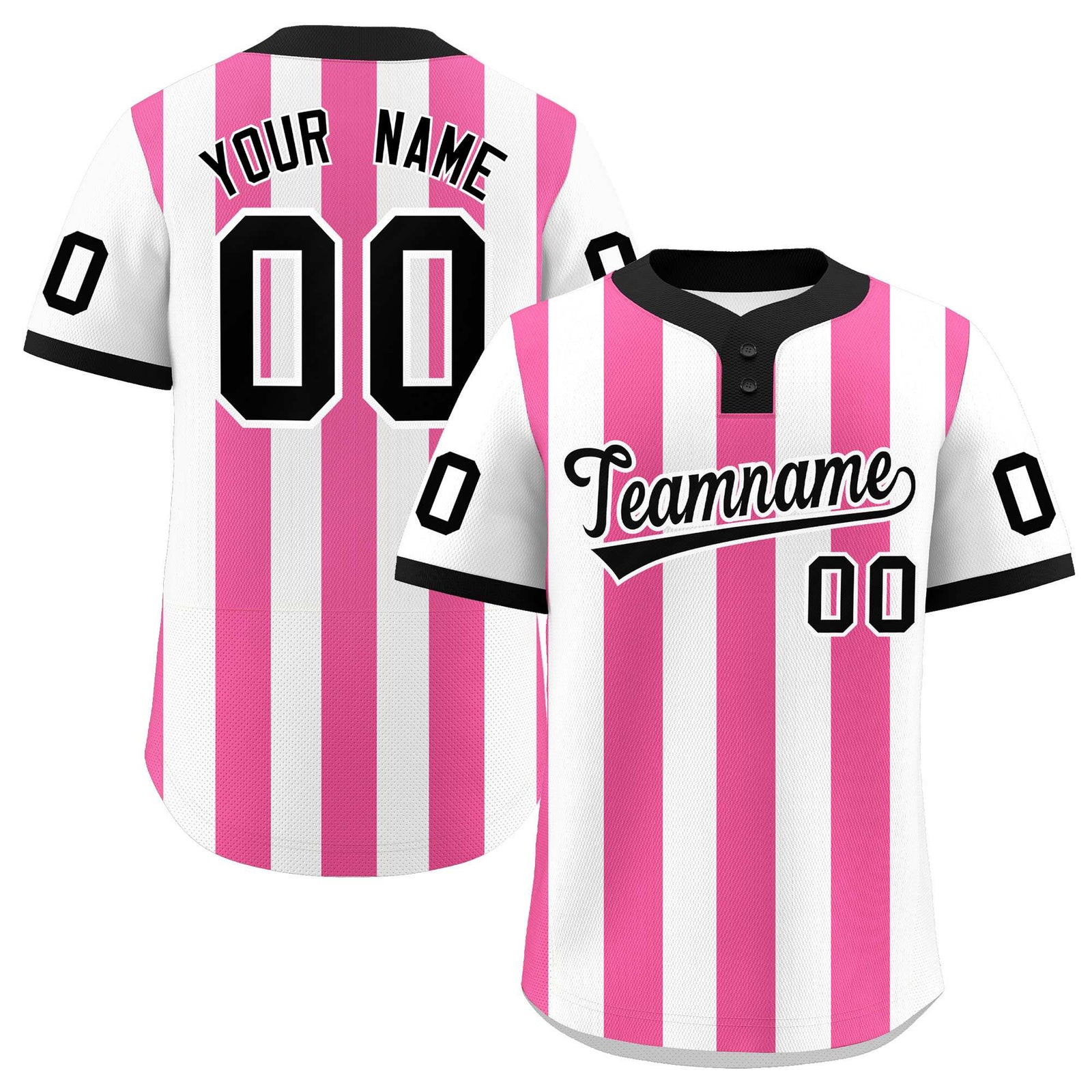 Custom White Pink Stripe Fashion Authentic Two-Button Softball Jersey