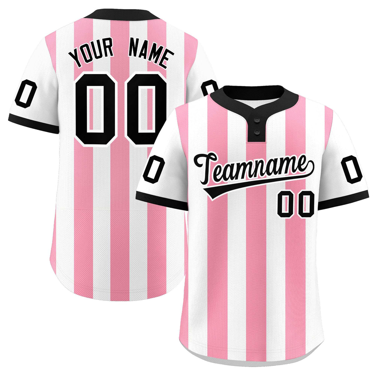 Custom White Light Pink Stripe Fashion Authentic Two-Button Softball Jersey