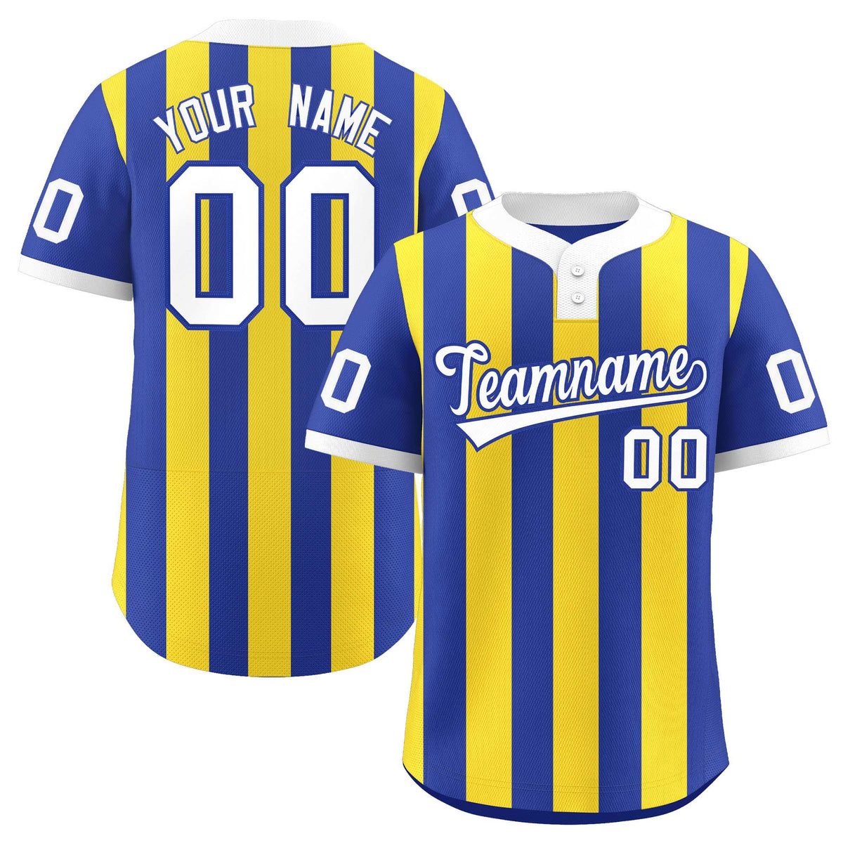 Custom Royal Gold Stripe Fashion Authentic Two-Button Softball Jersey