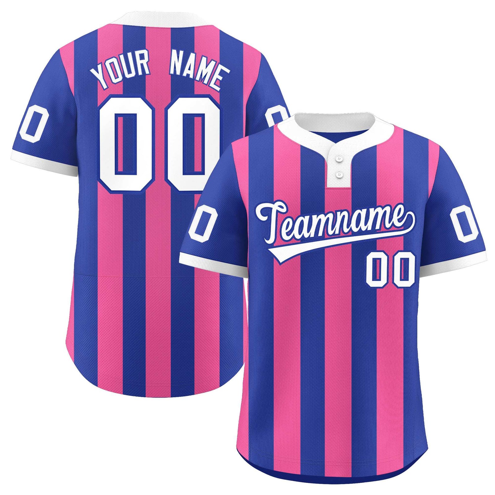 Custom Royal Pink Stripe Fashion Authentic Two-Button Softball Jersey