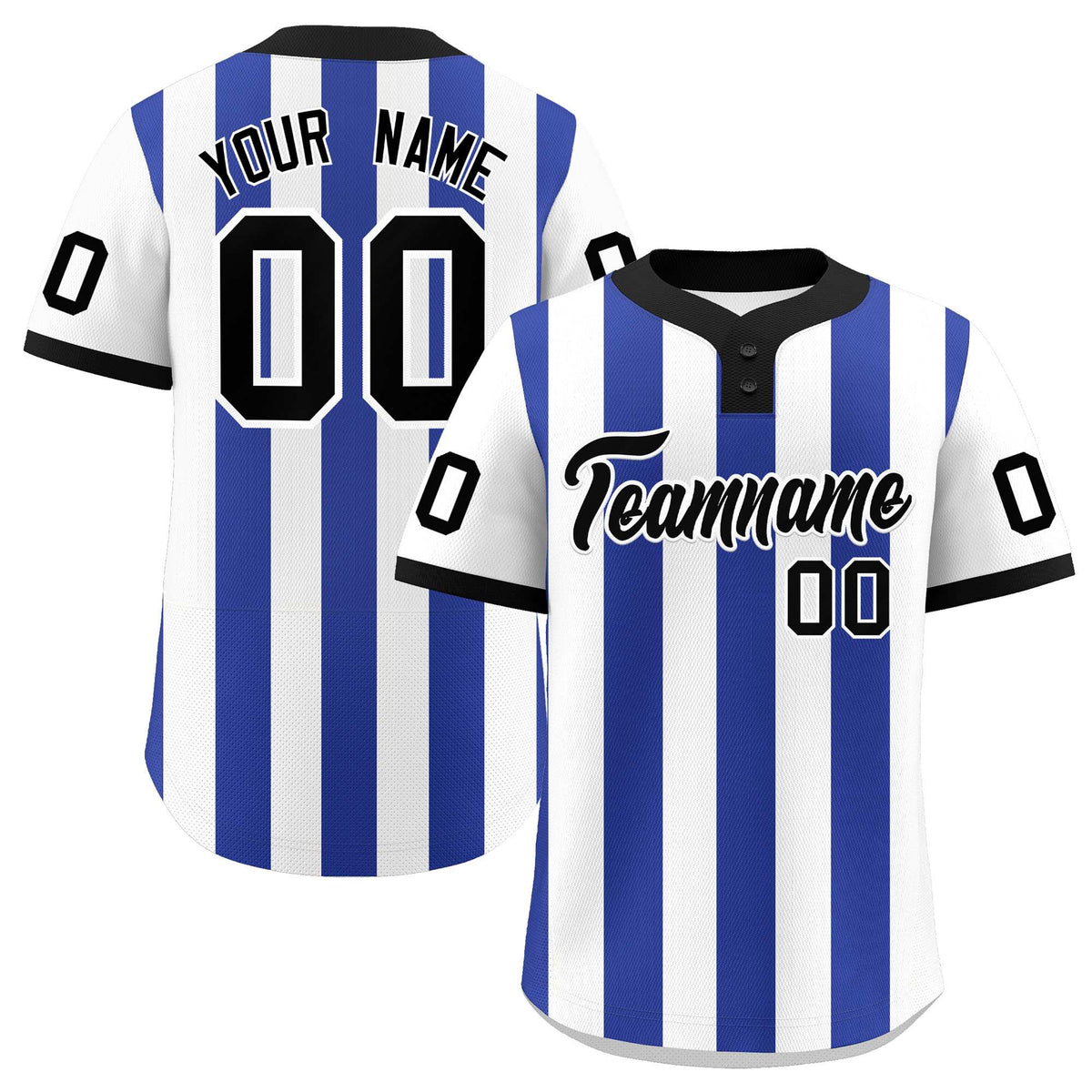 Custom White Royal Stripe Fashion Authentic Two-Button Softball Jersey