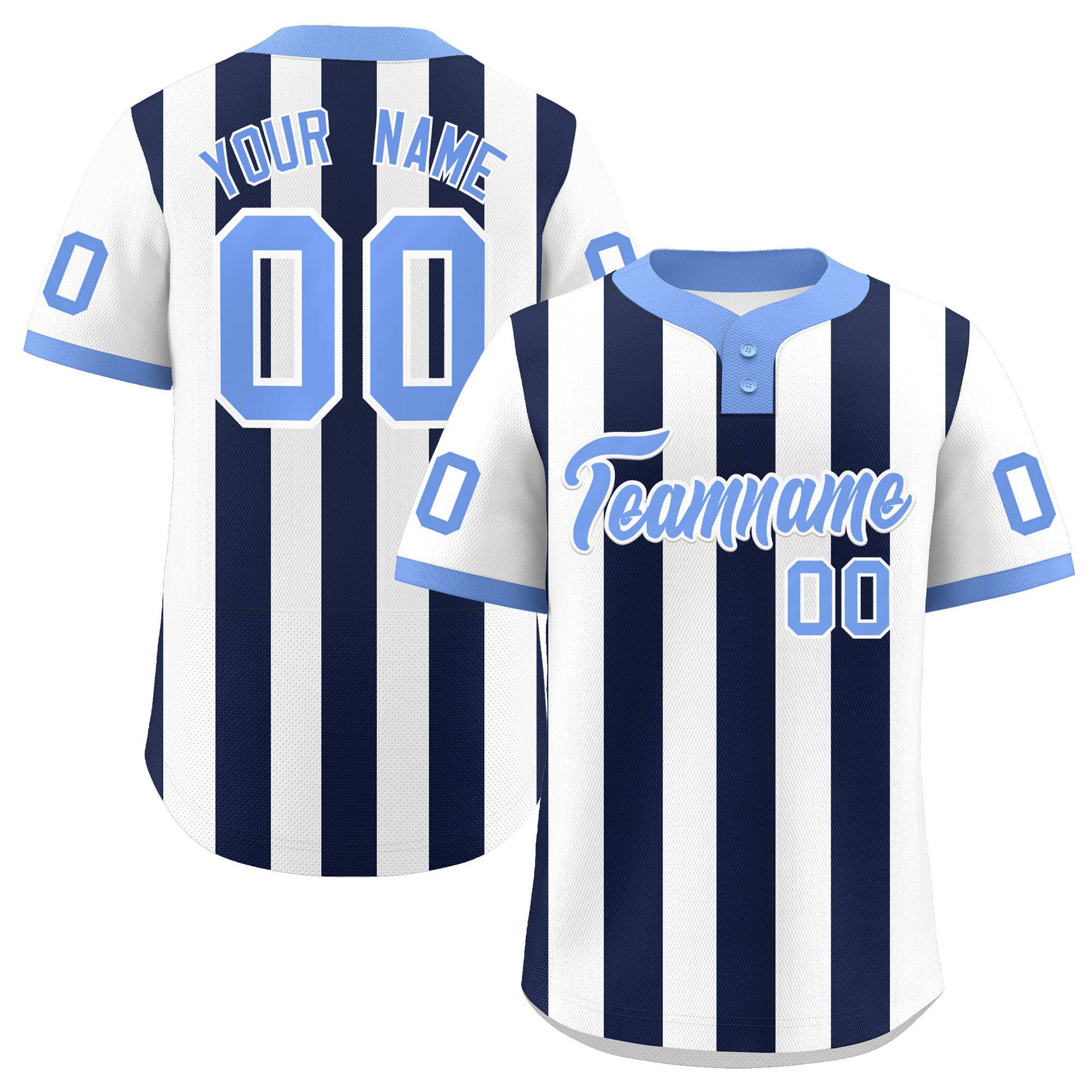 Custom White Navy Stripe Fashion Authentic Two-Button Softball Jersey