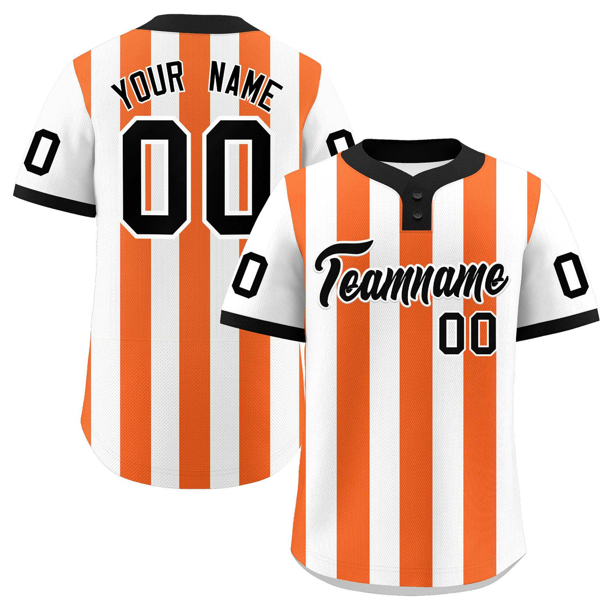 Custom White Orange Stripe Fashion Authentic Two-Button Softball Jersey