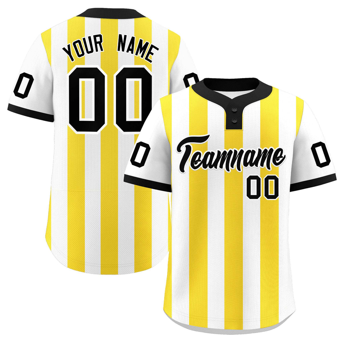 Custom White Gold Stripe Fashion Authentic Two-Button Softball Jersey