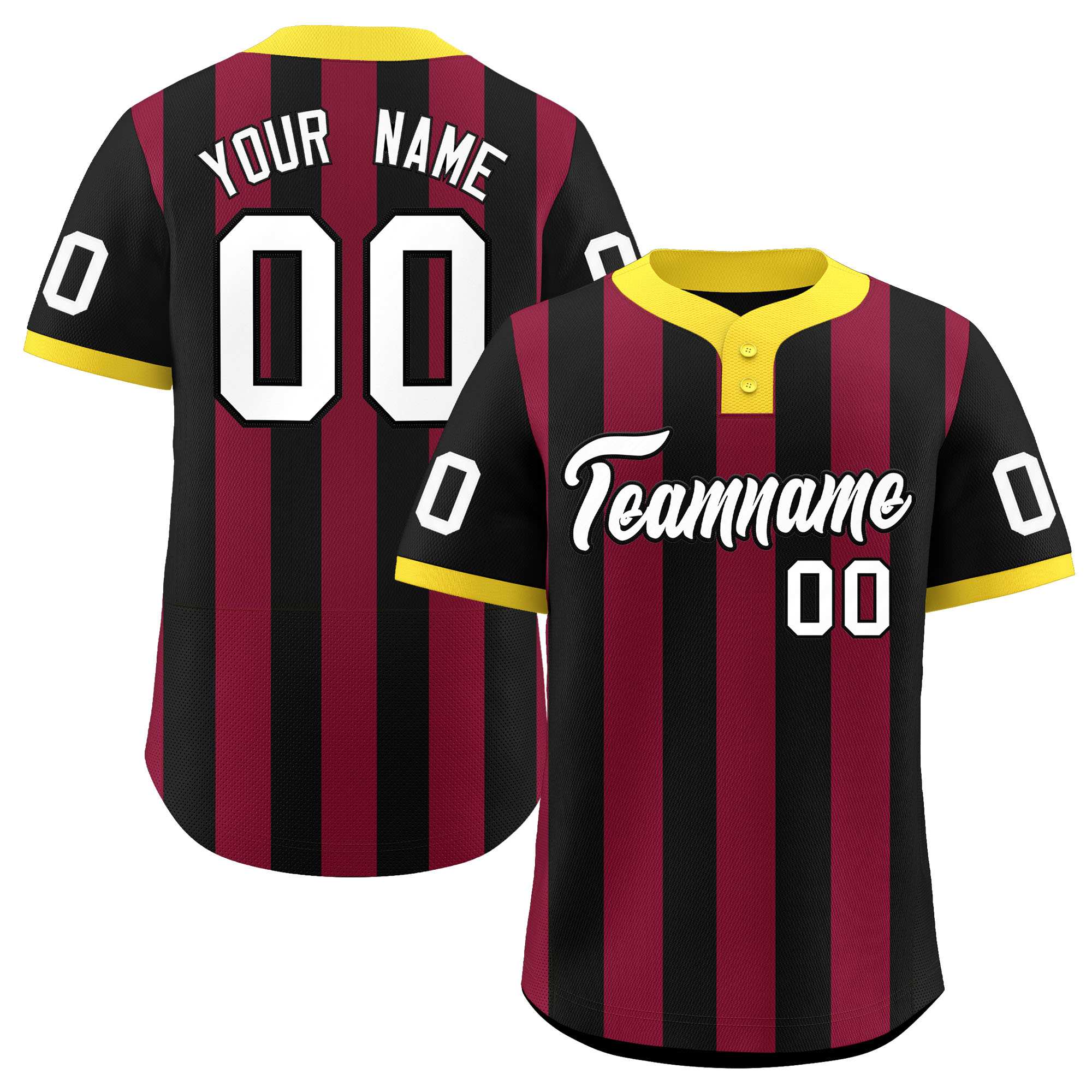 Custom Black Crimson Stripe Fashion Authentic Two-Button Softball Jersey