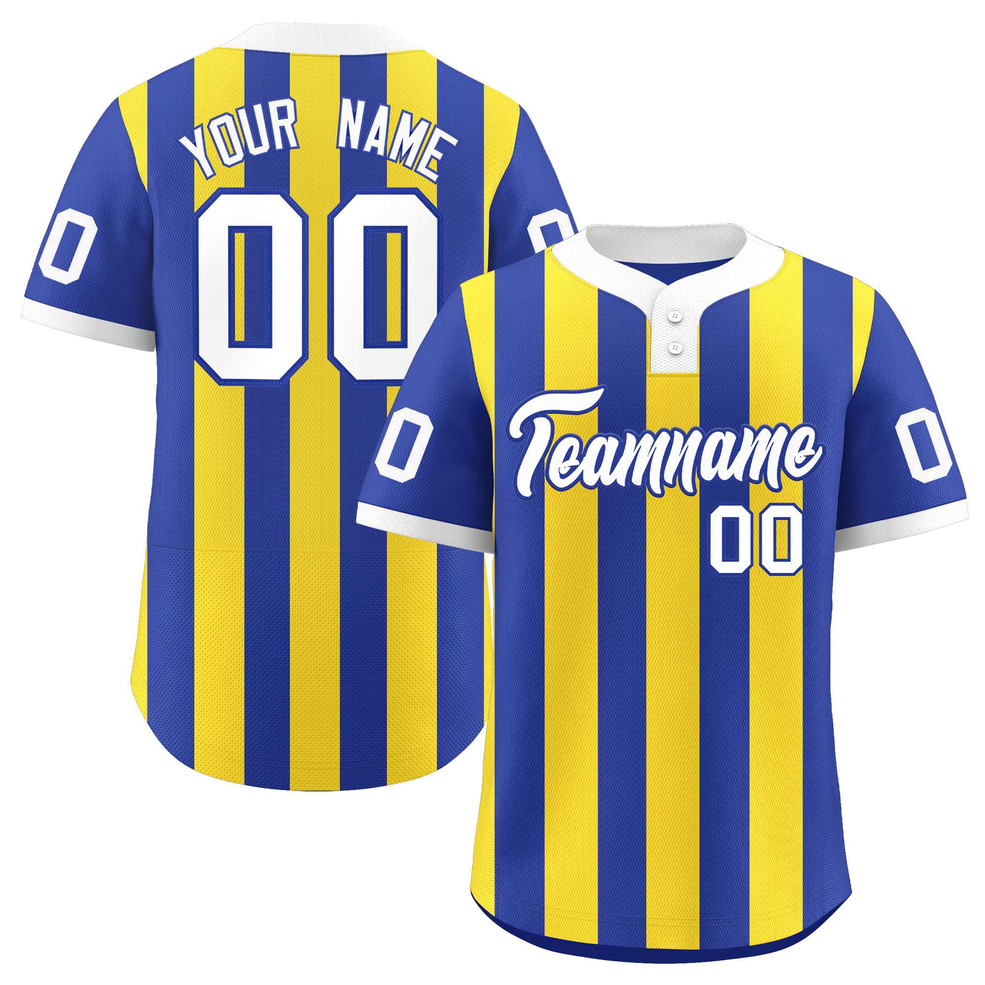Custom Royal Gold Stripe Fashion Authentic Two-Button Softball Jersey