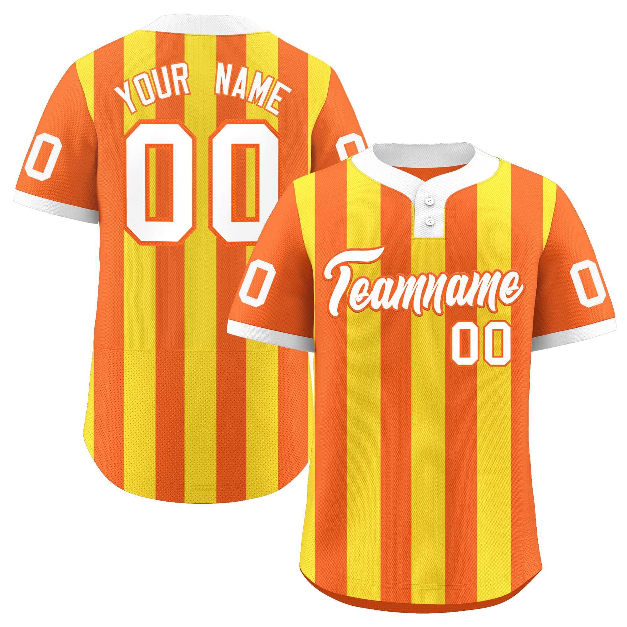 Custom Orange Gold Stripe Fashion Authentic Two-Button Softball Jersey