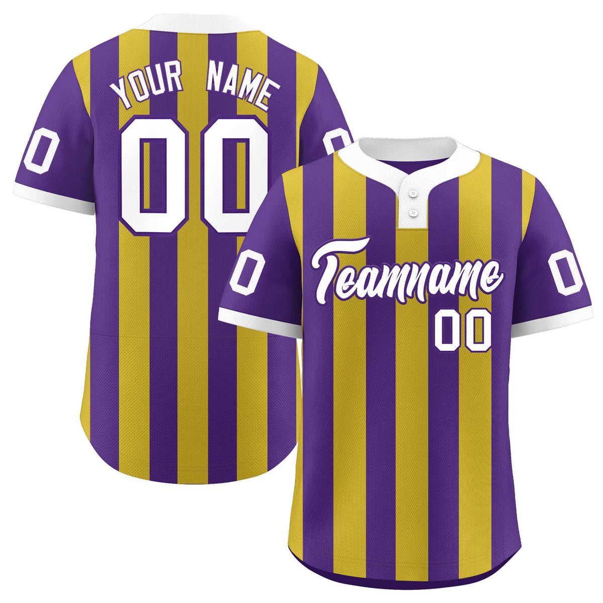 Custom Purple Old Gold Stripe Fashion Authentic Two-Button Softball Jersey