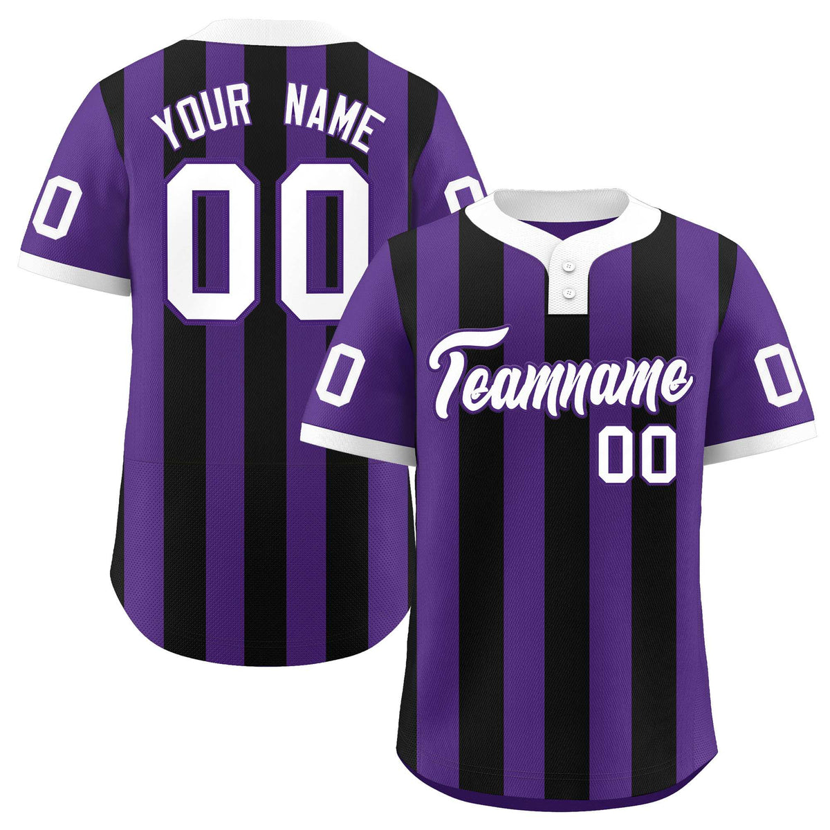 Custom Purple Black Stripe Fashion Authentic Two-Button Softball Jersey