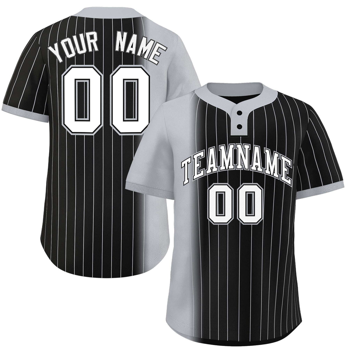 Custom Gray Black Gradient Stripe Fashion Authentic Two-Button Softball Jersey