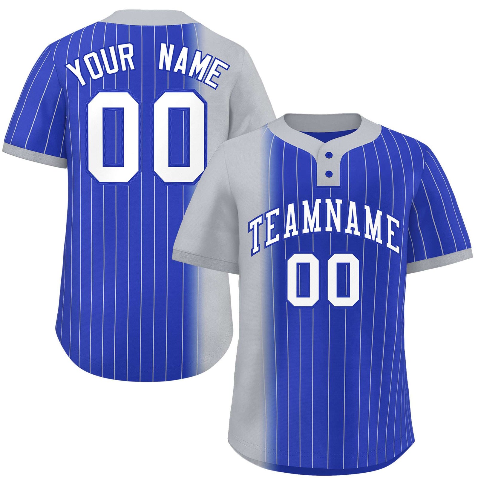 Custom Gray Royal Gradient Stripe Fashion Authentic Two-Button Softball Jersey