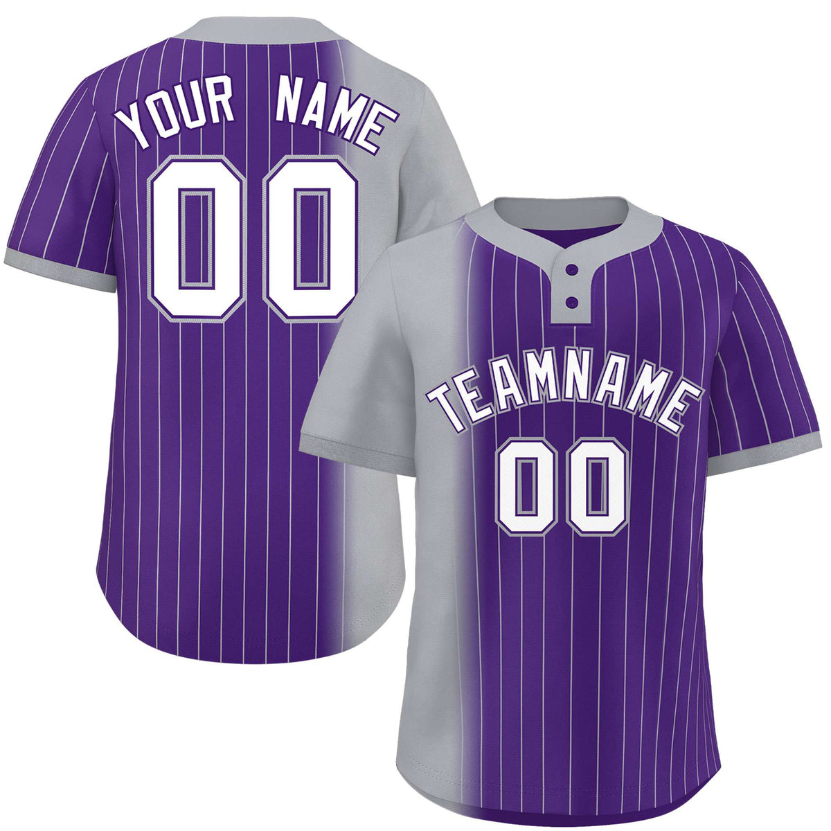 Custom Gray Purple Gradient Stripe Fashion Authentic Two-Button Softball Jersey