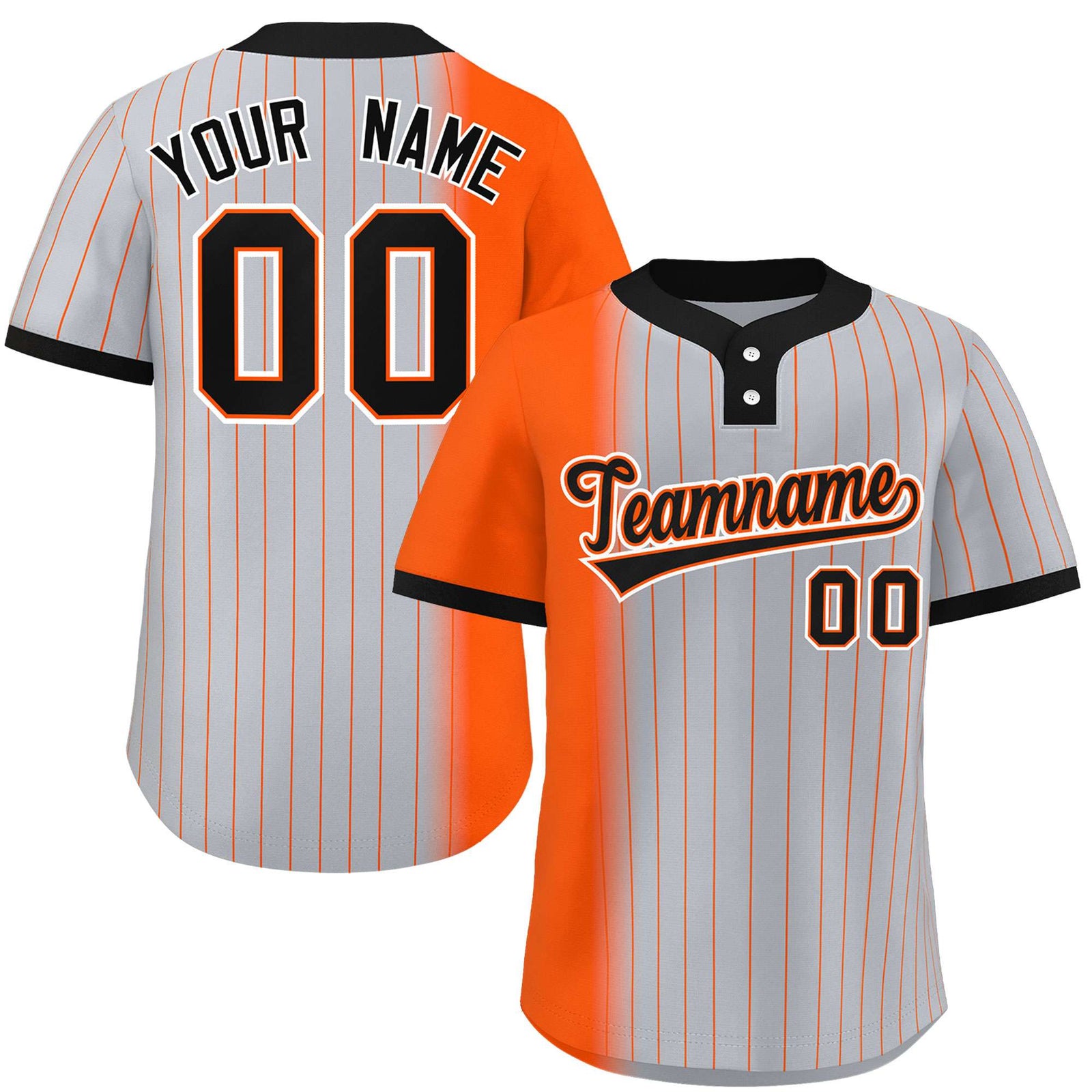 Custom Orange Gray-Black Gradient Stripe Fashion Authentic Two-Button Softball Jersey