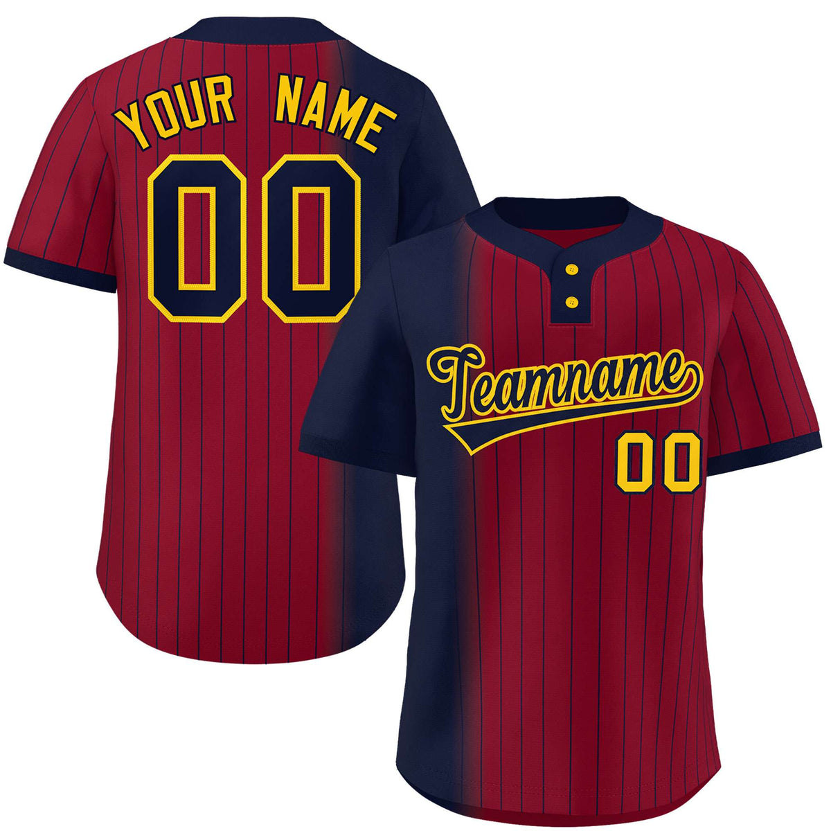 Custom Navy Crimson Gradient Stripe Fashion Authentic Two-Button Softball Jersey