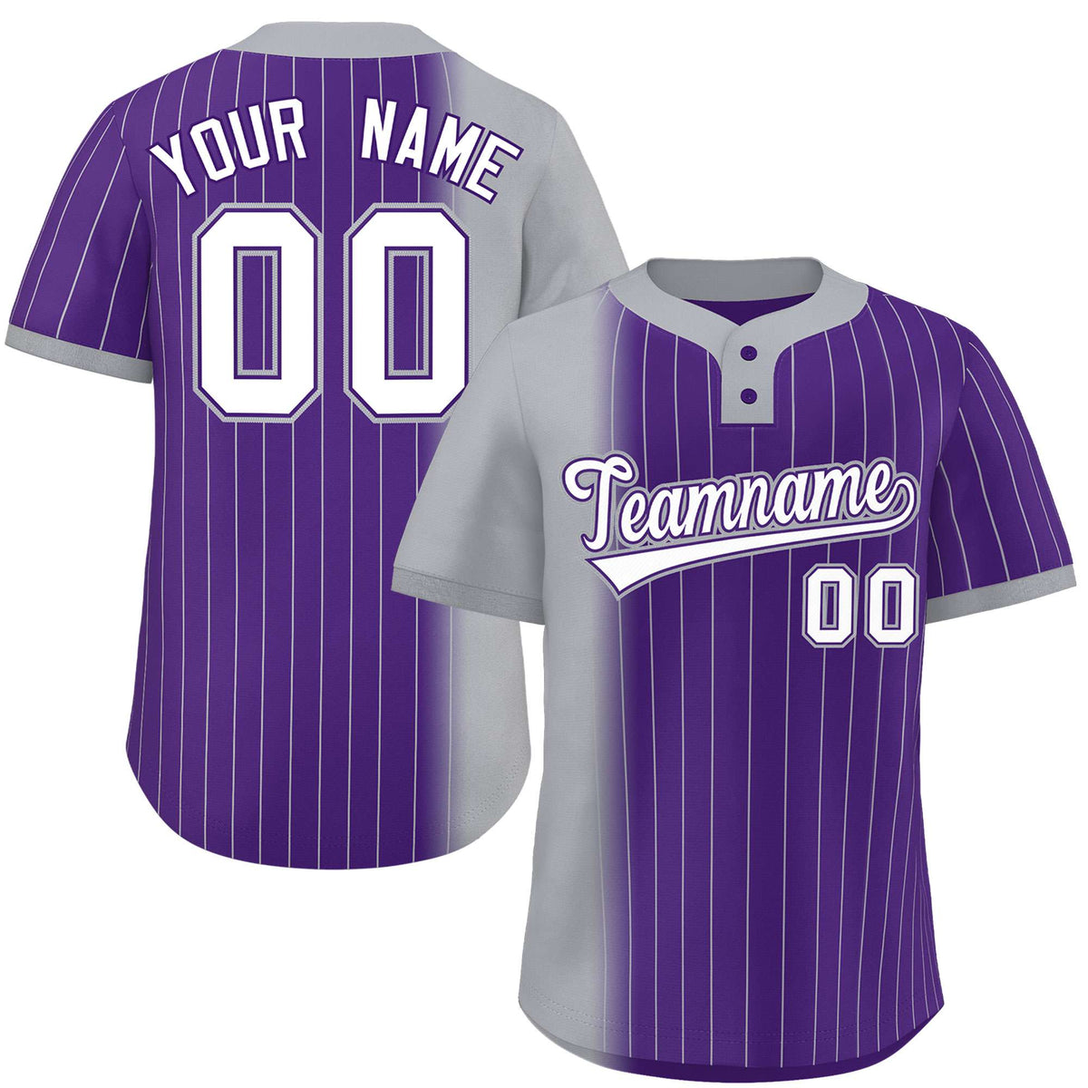 Custom Gray Purple Gradient Stripe Fashion Authentic Two-Button Softball Jersey