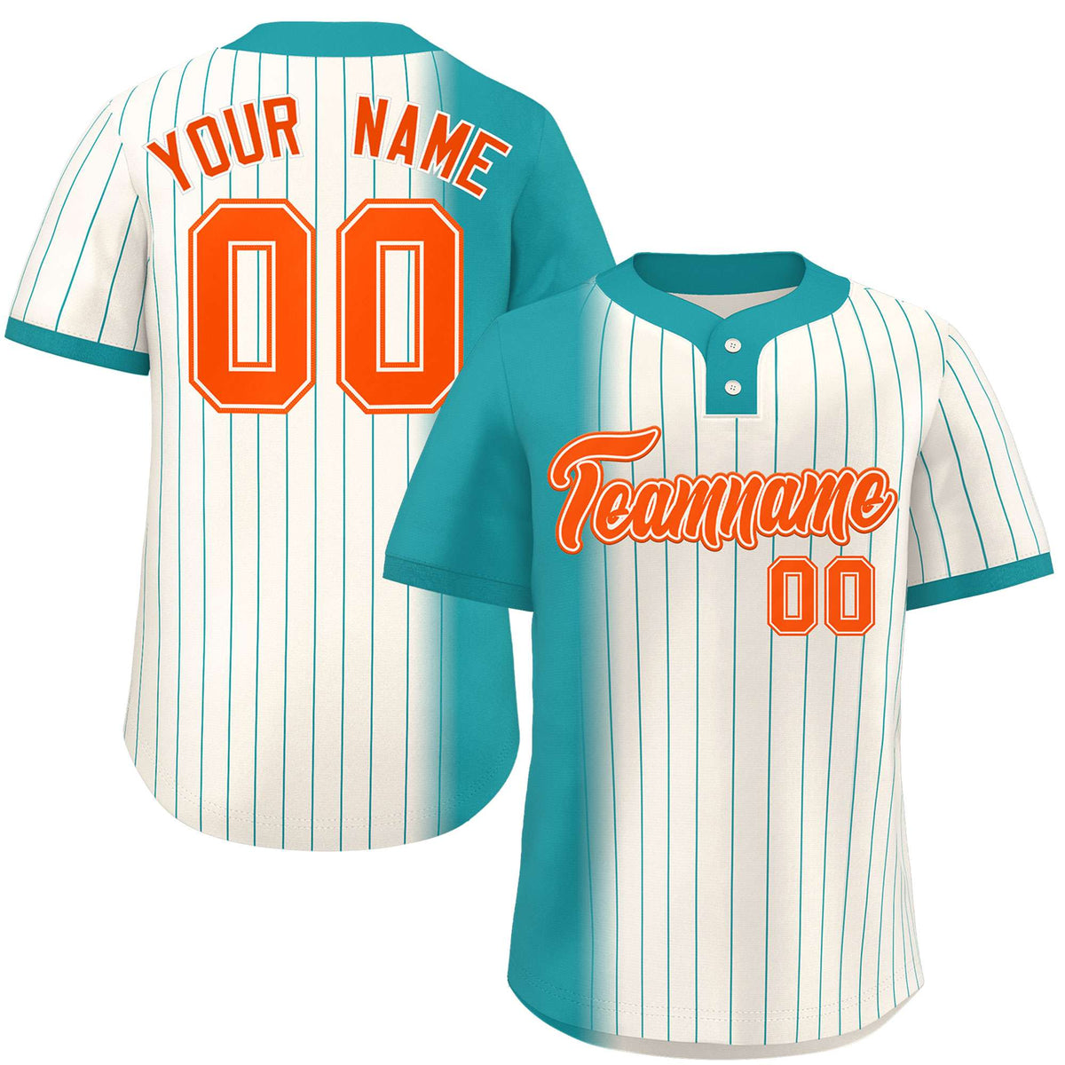 Custom Aqua Cream Gradient Stripe Fashion Authentic Two-Button Softball Jersey