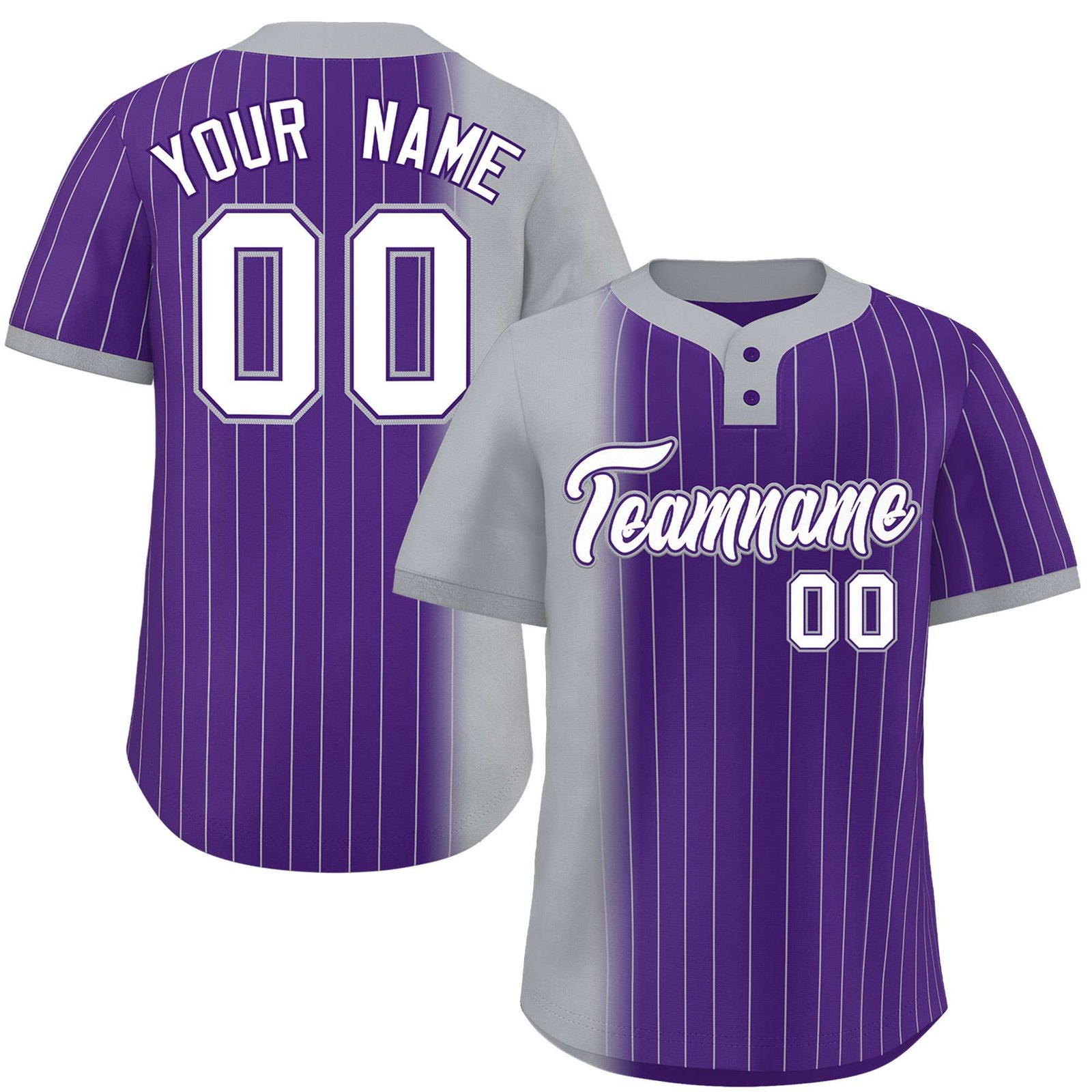 Custom Gray Purple Gradient Stripe Fashion Authentic Two-Button Softball Jersey