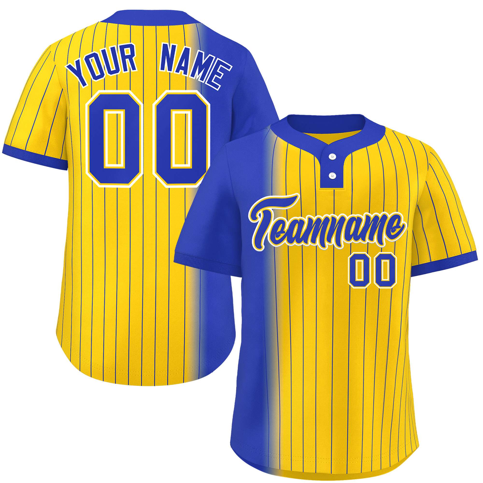 Custom Royal Gold Gradient Stripe Fashion Authentic Two-Button Softball Jersey