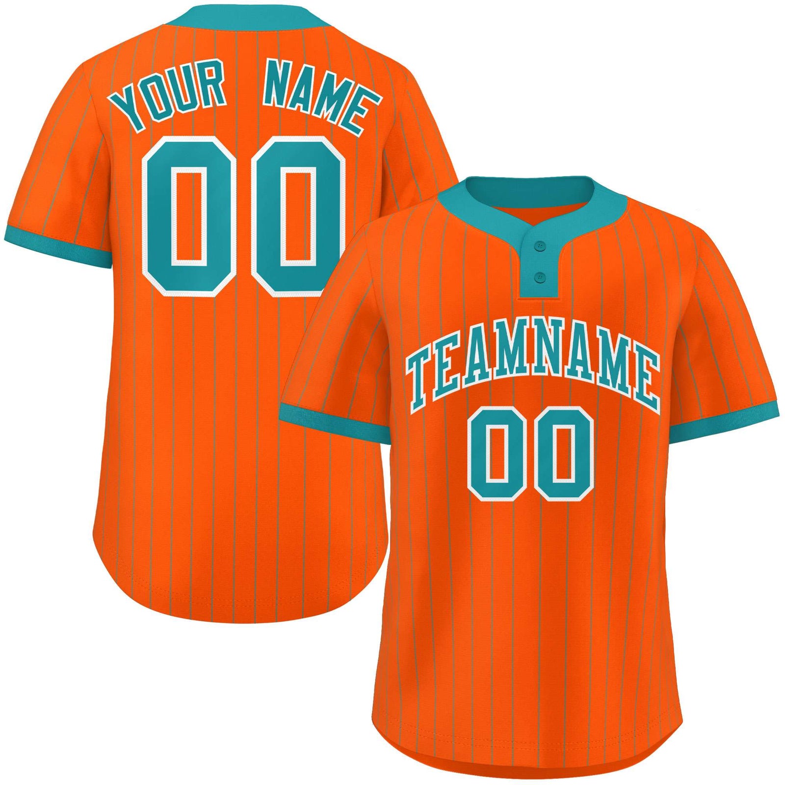 Custom Orange Aqua Stripe Fashion Authentic Two-Button Softball Jersey