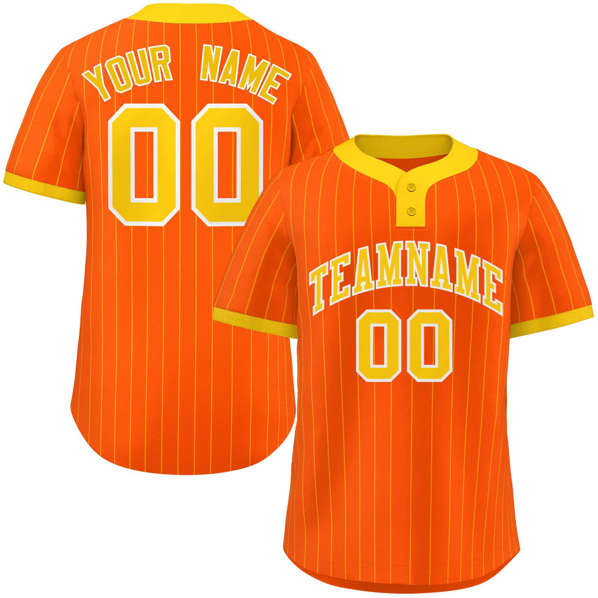 Custom Orange Gold Stripe Fashion Authentic Two-Button Softball Jersey