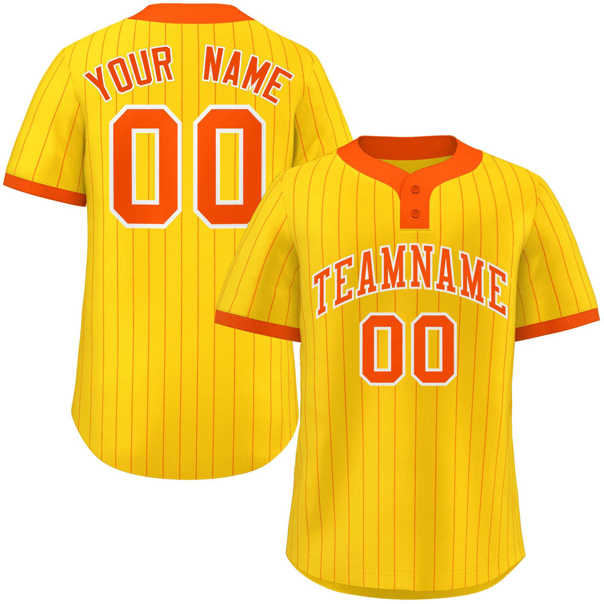 Custom Gold Orange Stripe Fashion Authentic Two-Button Softball Jersey