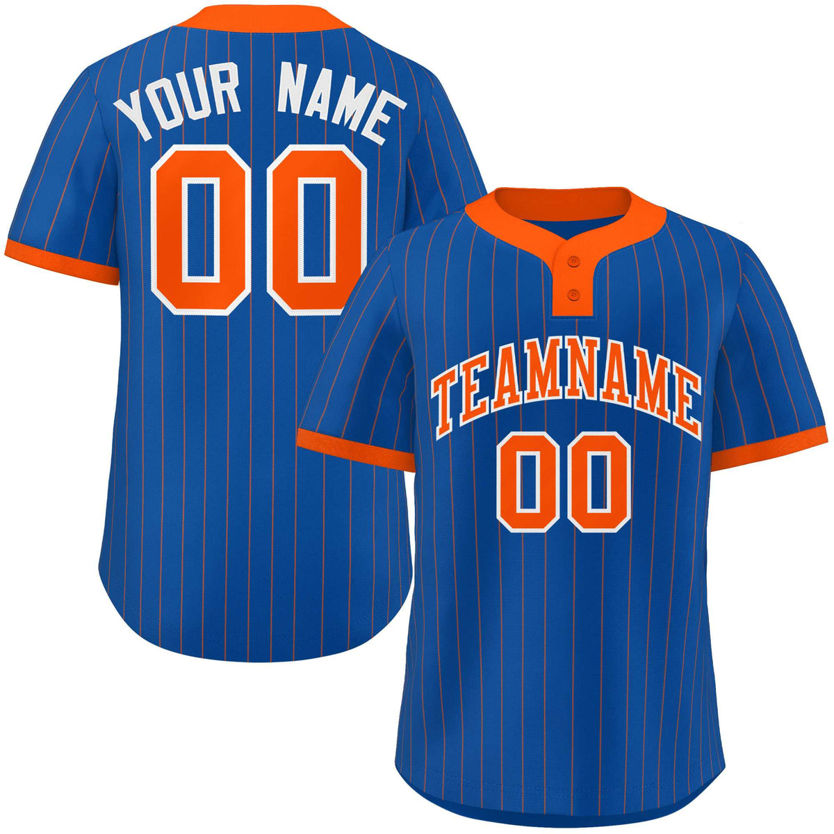 Custom Royal Orange Stripe Fashion Authentic Two-Button Softball Jersey