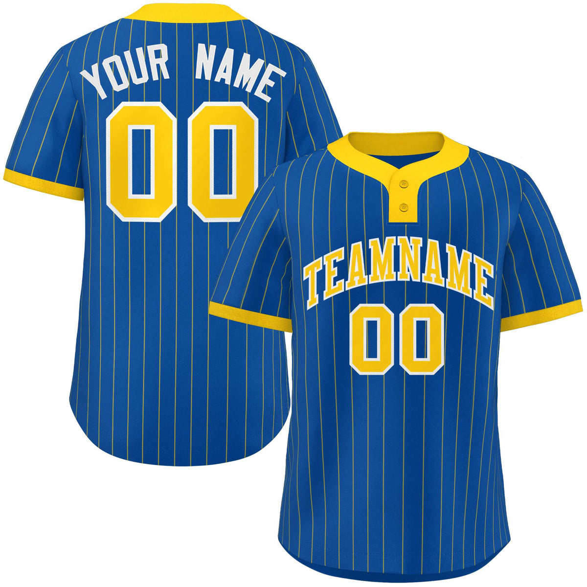 Custom Royal Gold Stripe Fashion Authentic Two-Button Softball Jersey