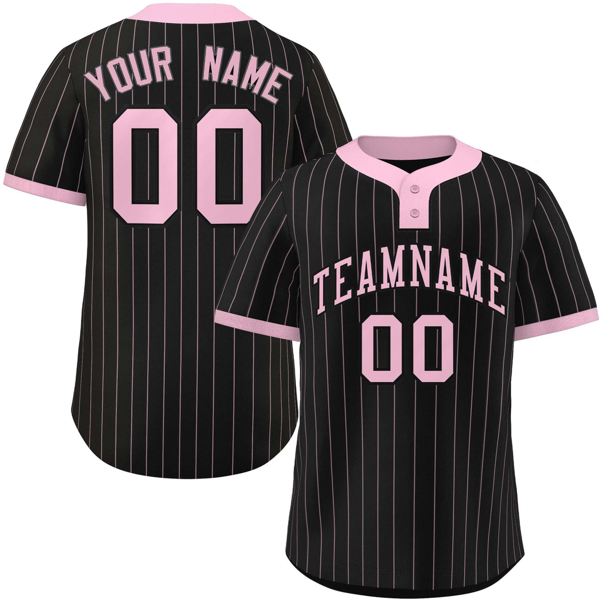 Custom Black Light Pink Stripe Fashion Authentic Two-Button Softball Jersey