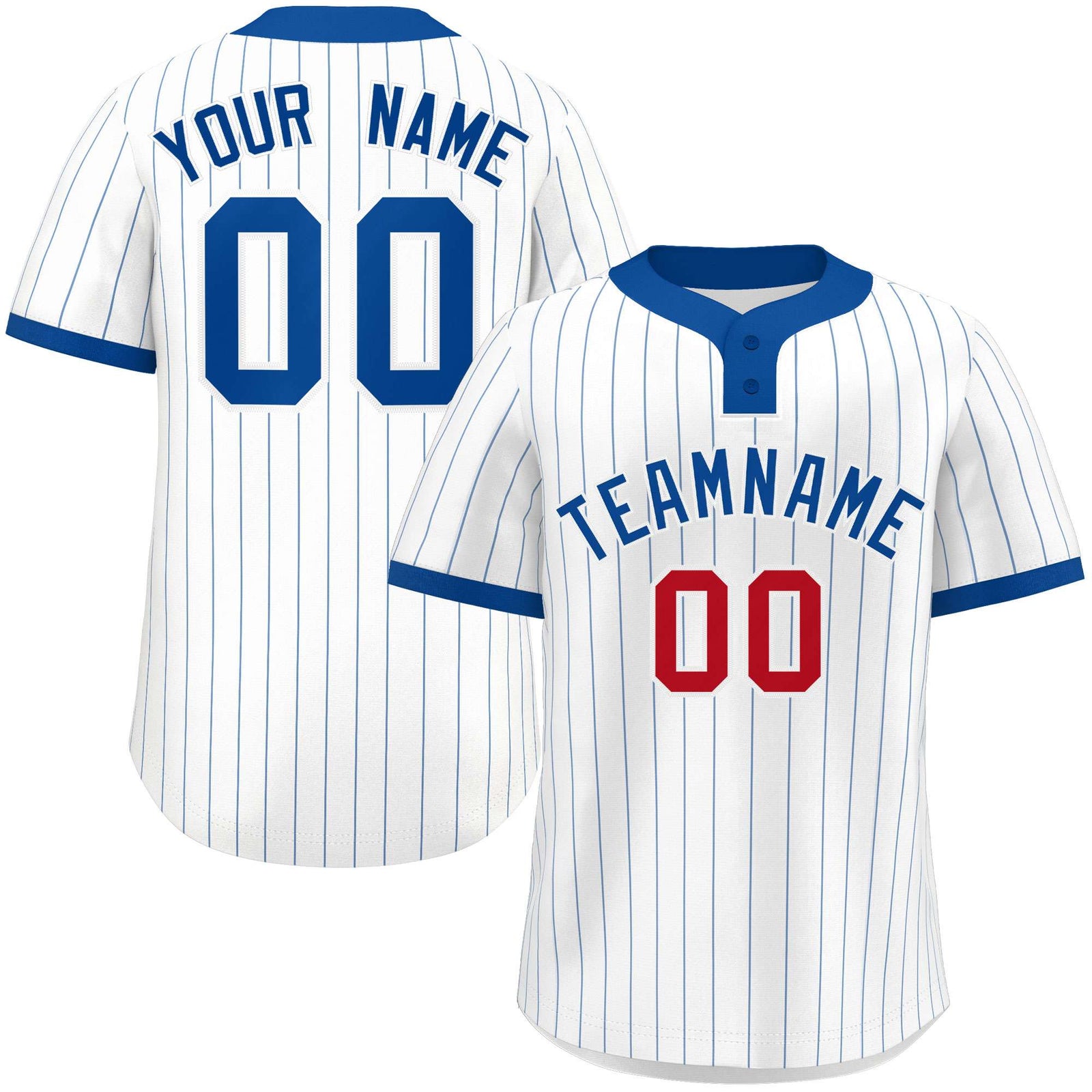 Custom White Royal Stripe Fashion Authentic Two-Button Softball Jersey